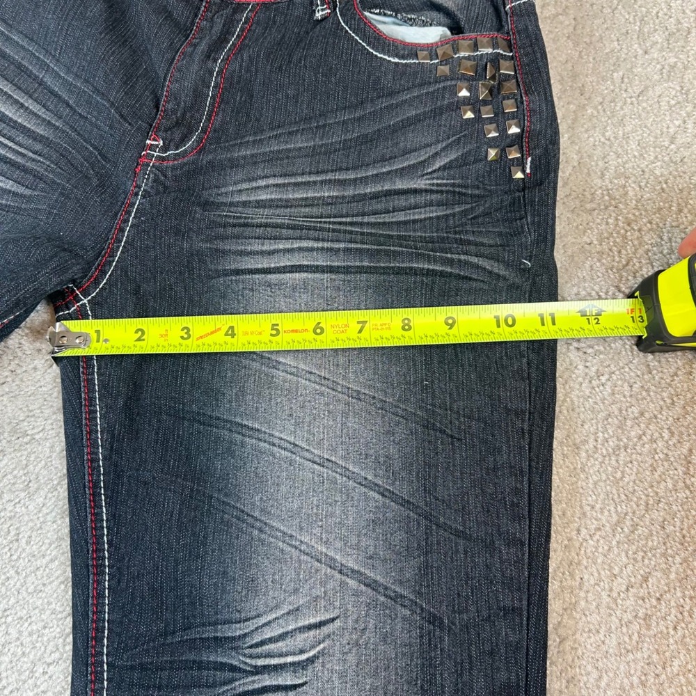 MTL More To Love Jeans Womens 10/12 Dark Wash Studded Contrast Stitch Distressed - Picture 12 of 15